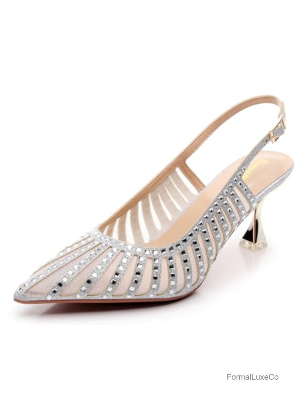 VenusCelia Slingback Pumps Pointed Toe Kitten Heel Dress Shoes